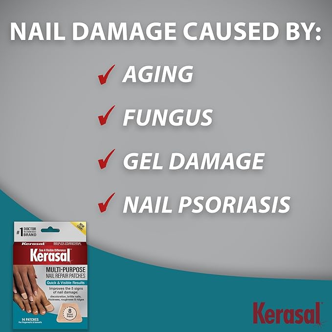 Kerasal Multi-Purpose Nail Repair Patches - 14 Count Twin Pack - Nail Repair for Damage, 8-Hour Treatment Restores Healthy Appearance (Packaging May Vary)