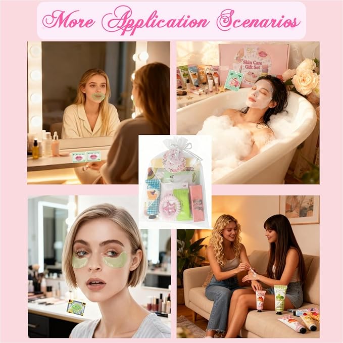 77PCS Spa Party Supplies for Girls, Spa Party Favors Include Facial Masks,Under Eye Patches, Lip Balm, Hair Rings, Makeup Mirrors, Hand Cream, Compressed Towel, for Teen Girls, Sleepover Party gifts