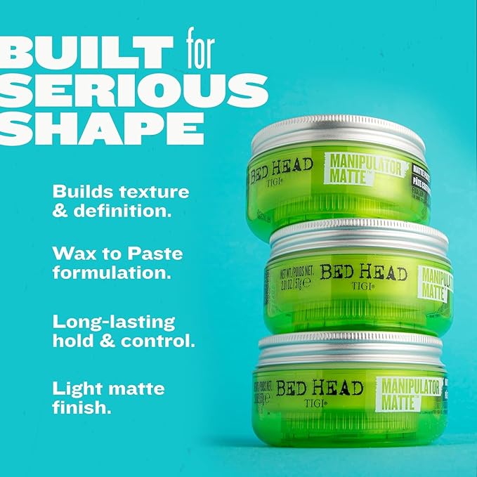 TIGI Bed Head Manipulator Matte Hair Wax, Strong Hold Sculpting and Styling Paste for Short to Medium Hair, 2.01 oz | Matte