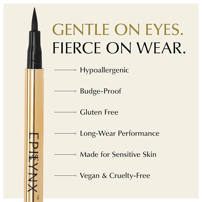 EPILYNX Liquid Eyeliner - Hypoallergenic Eyeliner with Fine Brush Tip, Long-Lasting Waterproof Eye Liner - Cruelty-Free, Vegan, Gluten-Free, Smooth Liquid Eye Liner, Shimmer Gold Brown 2mL