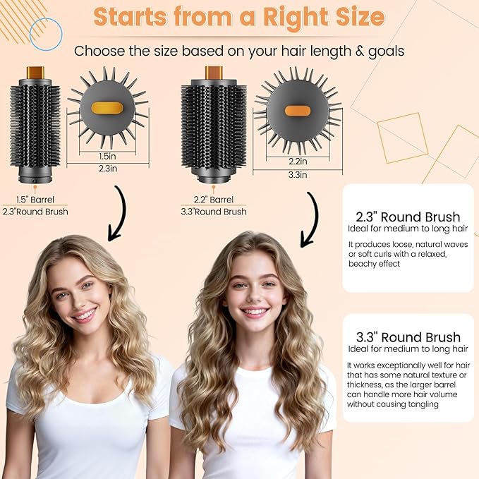 Upgraded Large Round Volumizing Brush Attachment for Dyson Airwrap HS01/05/08, Round Brush for Dyson Air wrap Accessories for Straighten Fast Dry Big Curls Add Volume