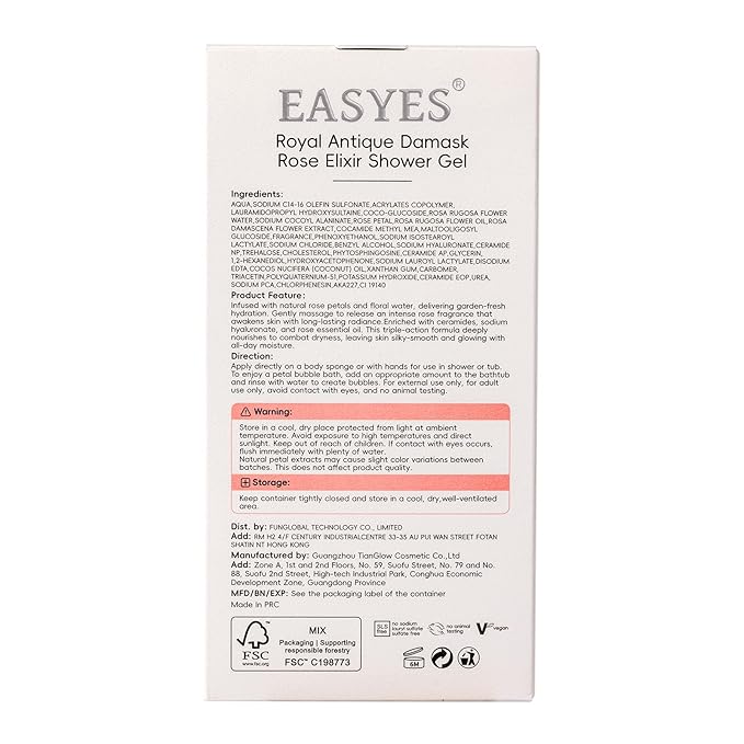 Rose Elixir Body Wash for Women, Moisturizing Essence Shower Gel with Triple Rose Formula, Hydrating Natural Cleanser, Gentle Foaming & Multi-Oil Nourishment, 7 oz
