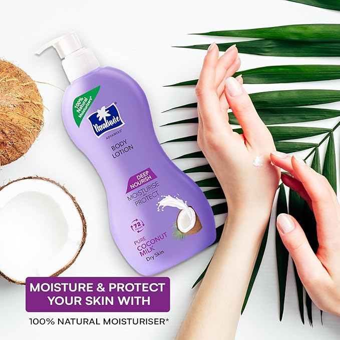 Parachute Advansed Deep Nourish Body Lotion with Pure Coconut Milk for Women & Men, Restore Dry Skin, 100% Natural, 72h Moisturization, 13.5 Fl.oz. (Pack of 2)