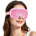 NEWGO Cooling Gel Cold Eye Mask for Puffy Eyes, Reusable Ice Pack with Soft Plush Backing for Dark Circles, Migraine, Stress Relief - Pink