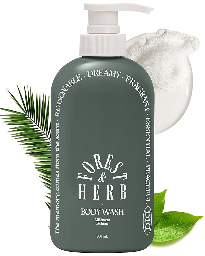 ODID Milk in Cera Perfume Body Wash - Korean Moisturizing Body Cleanser for All Skin Types - with Milk Protein and Ceramide, 16.9 fl.oz. (Forest Herb)