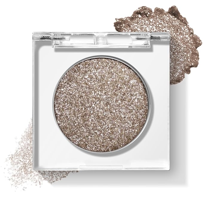 KYDA Single Glitter Eyeshadow, Neutral Brown Champagne Eyeshadow, Lasting Blendable Shimmer Creamy Eyes Shadow, Sparkling Eyes Glitter, Soft Buildable Glossy Color, Wet Look Effect, Brown Cedar