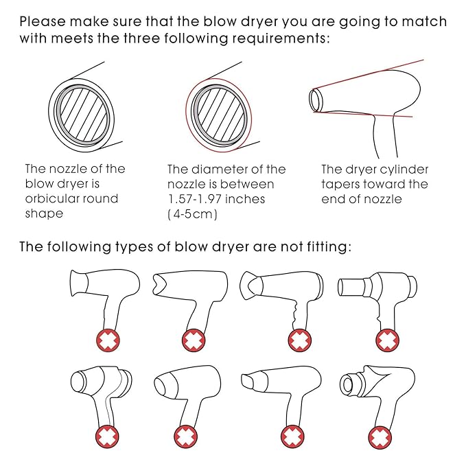 Segbeauty Blower Dryer Comb Attachment, Hair Dryer Concentrator with Brush Attachments for 1.57-1.97" Nozzle, Professional Salon Hairdressing Styling Tool for Straightening Wavy Natural Curly Hair