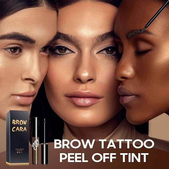 Eyebrow Gel - Peel Off Brow Gel Waterproof with Eyebrow Stencils, Transfer-Proof Eyebrow Tattoo for Girl Create Fuller & Defined Brows Makeup, No Smudge and Easy to Color, 1 Pack (Dark Brown)