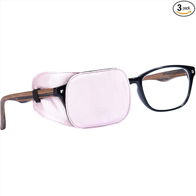 Astropic Silk Eye Patch for Adults Kids Glasses to Cover Either Eye (Medium, English Rose Pink)