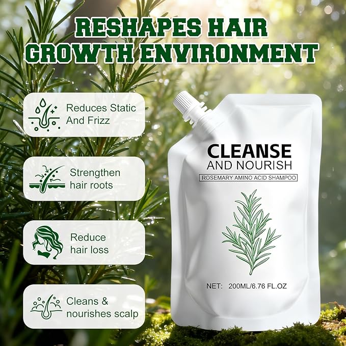 2PCS Rosemary Amino Acid Shampoo, Hair Growth Shampoo for Thinning Hair for Women and Men, with Gentle Formula, Moisturizing and Nourishing, Strengthening Scalp