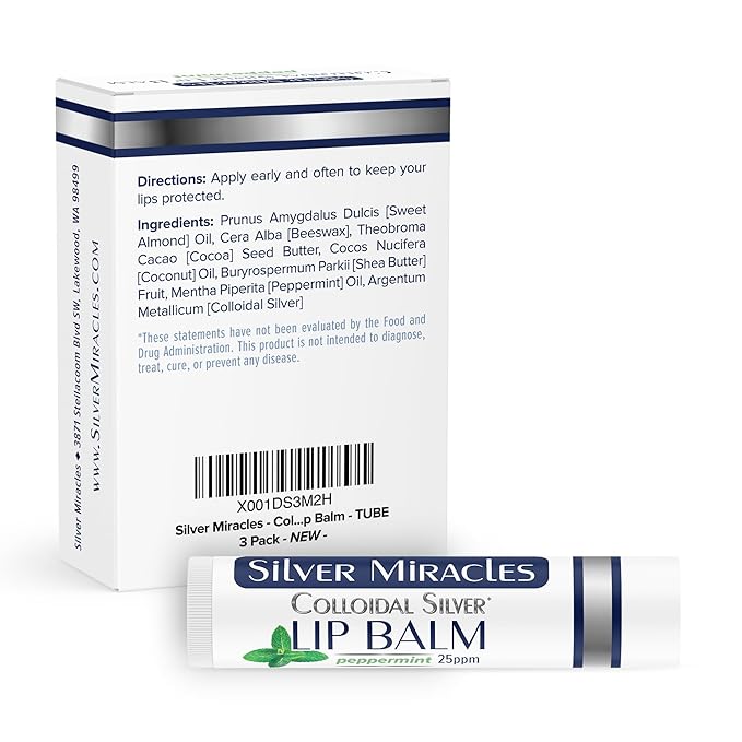 Silver Miracles - Colloidal Silver Lip Balm - TUBE - 3 Pack
