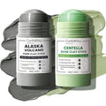 Clay Mask Stick for Blackheads, Deep pore Cleansing, Exfoliator Blackhead Remover Pore Cleanser Gentle Exfoliation Skin, Hydrating & Moisturizing Face Mud Mask for All Skin Types (Gray+Green)