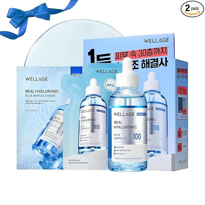 WELLAGE Real Hyaluronic Blue Ampoule 100 ([2nd Gen]3.38+2.02fl. oz)