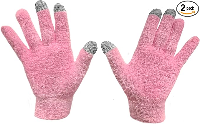 Eurow Aloe-Infused Moisturizing Gloves, Touchscreen Compatible, Scented, Soft & Breathable for Dry Hands Treatment, Locks in Lotion, Durable & Reusable, Pink, 1 Pair