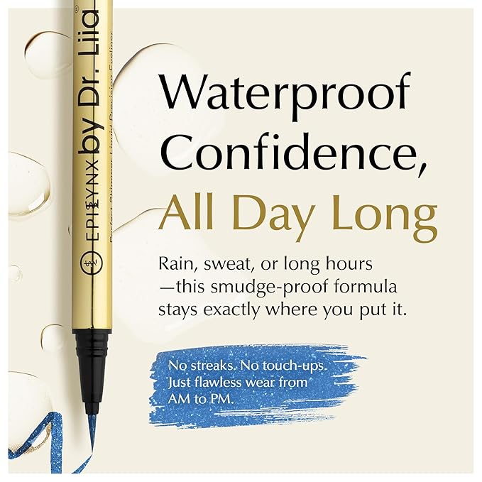 EPILYNX Liquid Eyeliner - Hypoallergenic Eyeliner with Fine Brush Tip, Long-Lasting Waterproof Eye Liner - Cruelty-Free, Vegan, Gluten-Free, Smooth Liquid Eye Liner, Shimmer Royal Blue 2mL