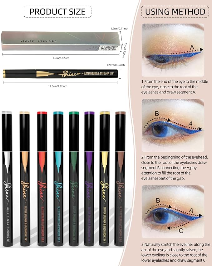 Bronze Glitter Eyeliner Liquid Liner-1Pcs Brown Metallic Shimmer Sparkling Colored Eye Liner Eyeshadow Makeup Pen, Long Lasting High Pigmented Waterproof Smudge-proof Eyeliner Pencil, Gift for Women