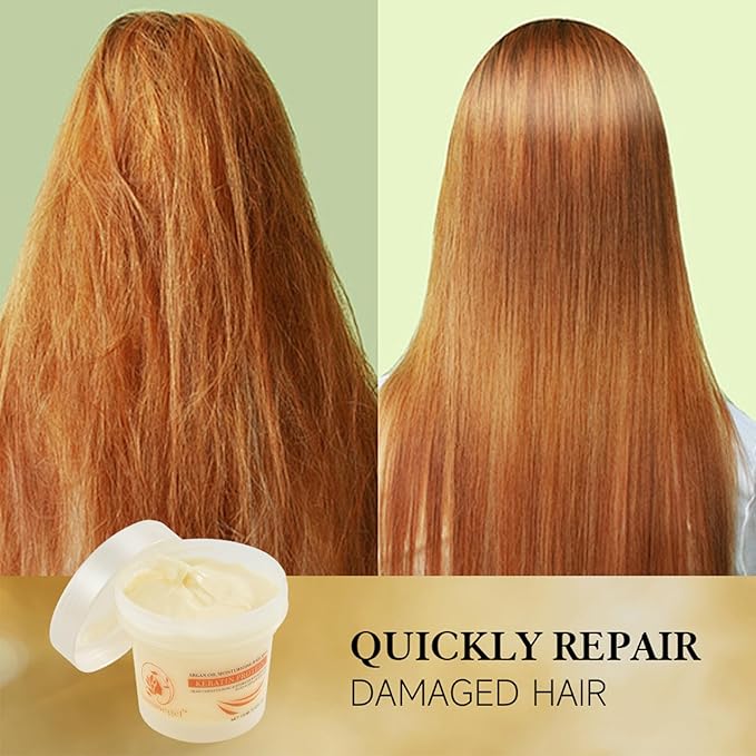 Collagen Hair Mask,Deep Repair Conditioning Argan Oil Hair Mask for Damaged Hair Treatment, Deep Conditioner Hydrating Hair Masque for All Hair Types 3.38 oz 100ml