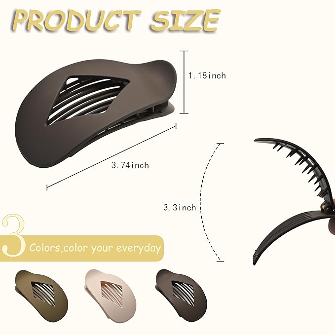 Flat Claw Clips for Women, Large Duckbill French Hair Clips, 6 Pack Non-Slip Matte Hair Accessories for Thick & Thin Hair