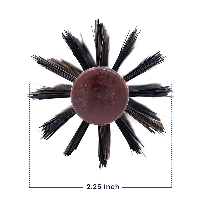 Spornette Italian Round Boar Bristle Brush - Large Round Brush for Blow Drying, Styling & Volumizing - Wooden Brush for Medium to Long Thick, Fine, Curly or Straight Hair (2.25 inch)