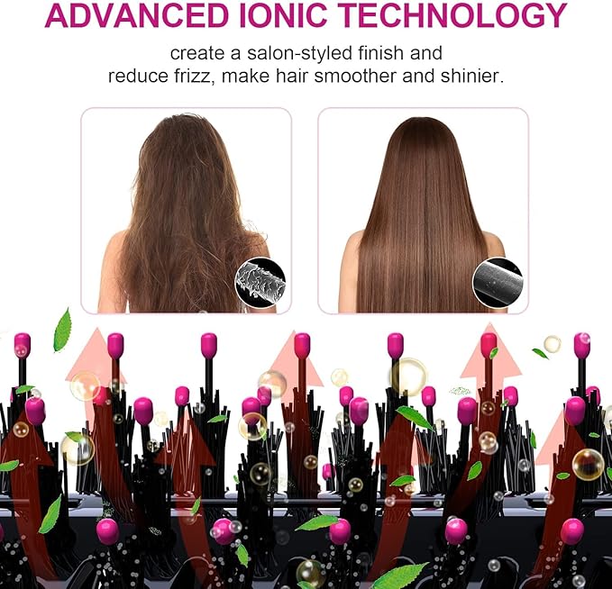 Dual Voltage Hair Dryer Brush for European Travel, Plus 2.0 Blow Dryer Brush with European Plug 110V-120V/220V-240V One Step Hair Dryer and Styler Volumizer with Negative Ion Anti-frizz Styling Brush
