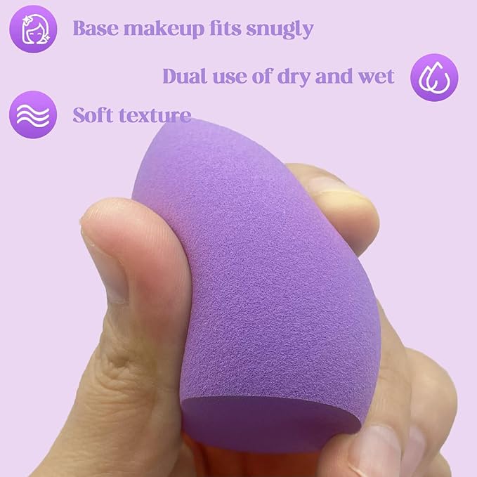 Makeup Sponge Set, 14 Pcs for Liquid Cream, and Powder Latex Free Makeup Blender Sponges Multi-colored for Makeup Application with Storage Box Purple Gifts
