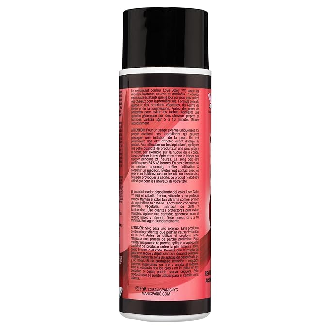 MANIC PANIC Warm Vibrant Red Color Depositing Conditioner - Love Color Hair Conditioner Keeps Hair Vibrant, Nourished & Refreshed - Formulated with Shea Butter & Quinoa - Red Desire (8oz)
