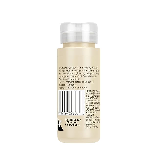 John Frieda Blonde+ Hair Repair System, Pre-Shampoo Treatment with Bond Building Complex, Strengthens and Repairs Damaged Hair, Step 1 of Hair Repair System, 3.3 Oz