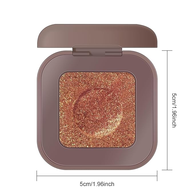 KYDA Chameleon Metallic Eyeshadow, Chrome Shimmer Eye Shadow Makeup, Smooth Pressed Powder Palette with Mirror, High Pigment Soft Eyeshadow, Lasting Glitter Eye Look, 07 Golden Carlet