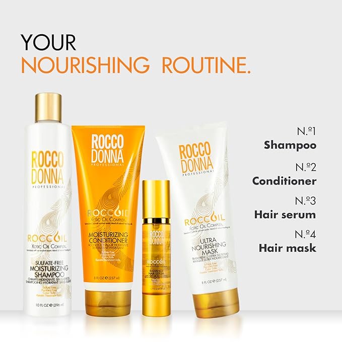 Rocco Donna Sulfate Free Moisturizing Conditioner, Intense Hydration, Smoothing and Shine for Color Treated Hair, with Xotic Oil Complex & Argan Oil, Paraben-free, Keratin Treatment Safe, 8 oz