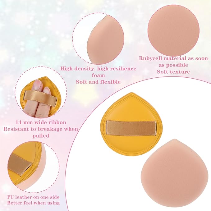 Ymapinc 5Pcs Makeup Sponges for Foundation,Cushion Puff Foundation Sponge Soft and Reusable Beauty Sponges for Makeup Natural and Easy Make Up,Yellow