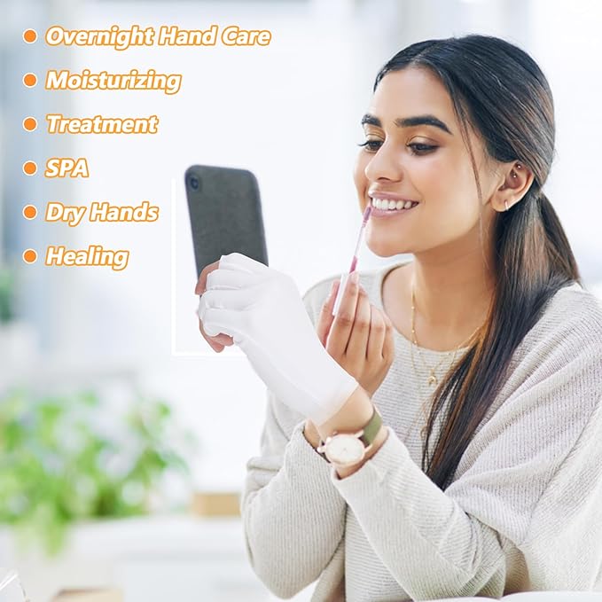 4 Pairs White Fingerless Gloves, Moisturizing Night Gloves for Dry Hands, Eczema Treatment Sleeping Gloves, Overnight Hydration Spa Hand Care