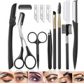 12 in 1 Eyebrow Trimmer Kit Eye Brow Scissors, Eyebrow Razor, Eyebrow Comb, Eyebrow Comb Scissor, Eyebrow Brush,Folding Eyebrow Knife, Scissors Razor, Eyebrow Trimmer, Tweezers.
