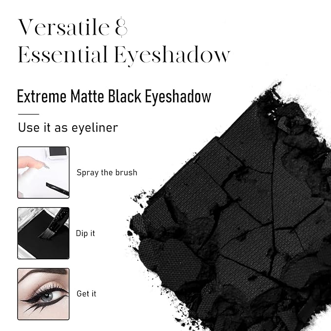 BEPHOLAN 2 PCS Single Matte Black Red Eyeshadow Palette,Eyeliner Powder Goth Makeup Eyeshadow,Gothic Vampire Makeup Kit