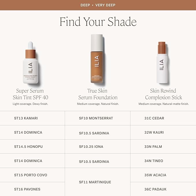 ILIA - True Skin Serum Foundation | Non-comedogenic, Cruelty-Free, Vegan, Weightless Feel, Buildable Coverage, Safe For Sensitive Skin (Sardinia SF10.5)