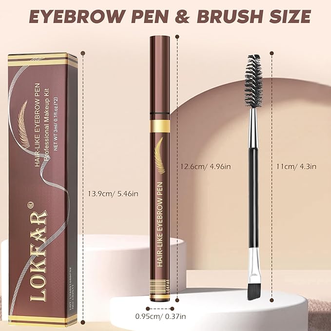 2PCS Microblading Eyebrow Pencil with Eyebrow Brush, Light Brown Eye-brow Pencils for Women, 2-In-1 Waterproof Eyebrow Pen with 4-Fork & Ultra-Precise Tips for Hair-Like Eyebrow Makeup (Light Brown)