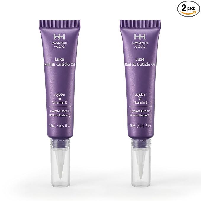 Cuticle Oil Pen for Dry Cracked Cuticles - Hydrating Nail Moisturizer with Jojoba Oil, Vitamin E, Tea Tree & Squalane, Portable Brush Pen for Nails - 15ml Each (Pack of 2)