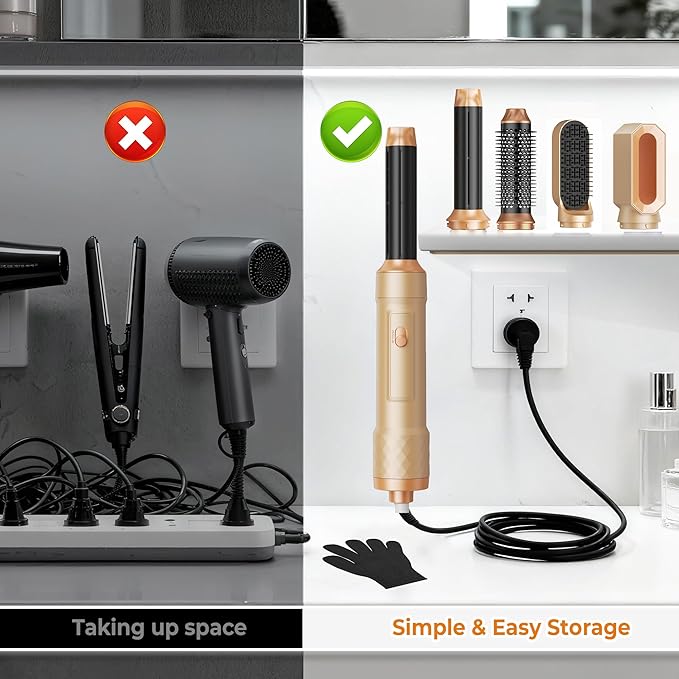 5 in ONE Blow Dryer Brush,Air Curling Iron Round Brush Blow Dryer 800W,Ionic Hair Dryer Brush for Women, Hot Air Brush Hair Styling Tools 100-120V