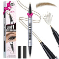 Eyebrow Pen, Waterproof 2-in-1 Dual-Ended Microblading Eyebrow Pencil Upgraded Eye Brow Pen with 2 Fork Tip for Natural-Looking Hair-Like Defined Brows, Last All-Day (Light Brown)