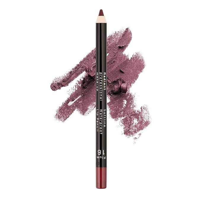 Radiant Professional Waterproof Lip Liner Pencil – Long Lasting, Creamy & Highly Pigmented Lipliner with Vitamin E & Jojoba Oil – Smudge-Proof, Smooth Lip Contour, 1.20 g (16 PLUM)