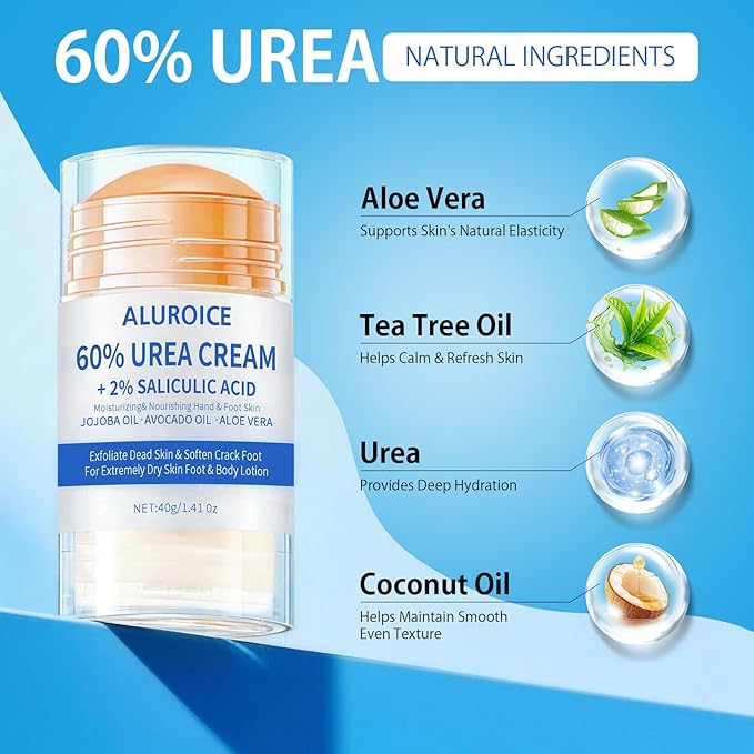 Silicone Moisturizing Socks with 60% Urea Cream- 2 in 1 Gel Socks & Urea Foot Cream for Dry Feet, Foot Care Moisturizing Socks for Dry Cracked Feet Women