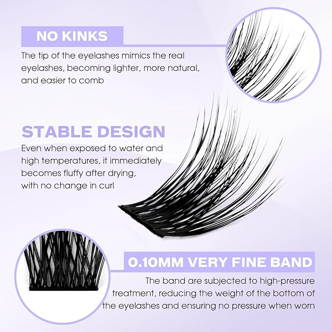 DIY Lash Clusters for Using at Home: Wendy, Natural, Fluffy, Wispy, Waterproof, Anime, Manga, Cat Eye, 0.07mm, D Curl, 12-16mm, FD18+B, FD0318