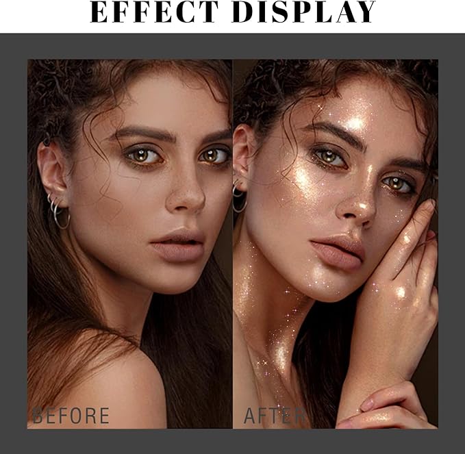HOSAILY Body Glitter Spray - Champagne Body Shimmer for Face, Hair & Body, Moisturizing Luminizer Glow Illuminator, Quick-Drying Sparkling Glitter Spray Liquid Highlighter Makeup (#03)