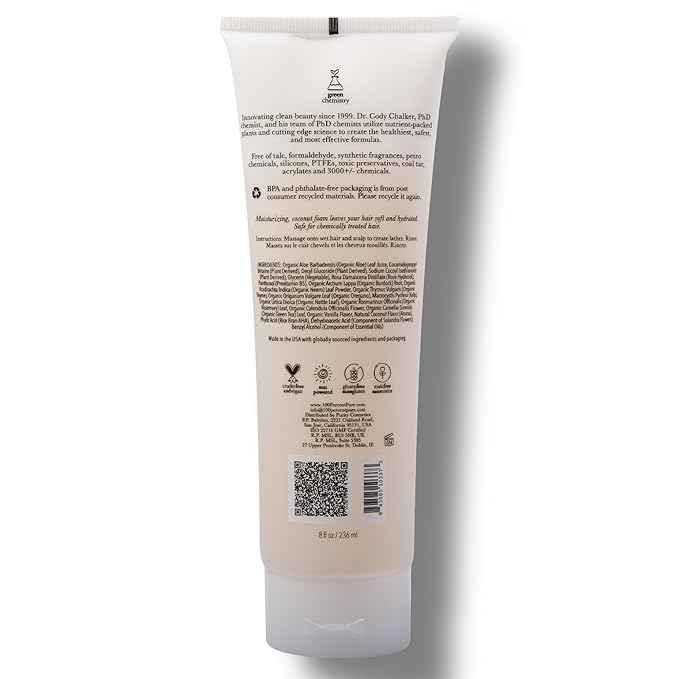 100% PURE Coconut Milk Restorative Shampoo & Cleansing Detox Helps Restore Damaged Hair, Replenish Moisture & Body - Healthy Hair Growth for Women & Men - Sulfate Free - 8 Fl Oz