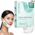 PLANTIFIQUE V-Line Chin Lifting Mask, 15 PCS - Double Chin Strap with Hyaluronic Acid & Aloe Vera - Jawline Shaping, Neck Firming and Tightening