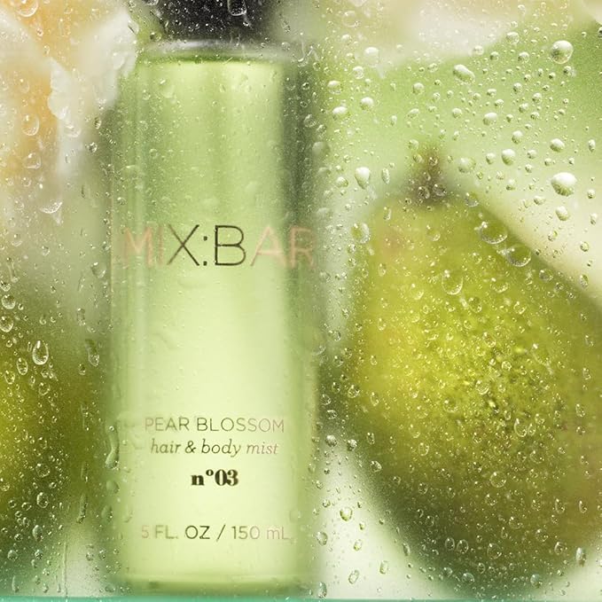 MIX:BAR Pear Blossom Hair + Body Mist, Bedroom Linen Spray - Notes of Pear, Petals, Apple, White Musk, Fruity Scent, 5oz