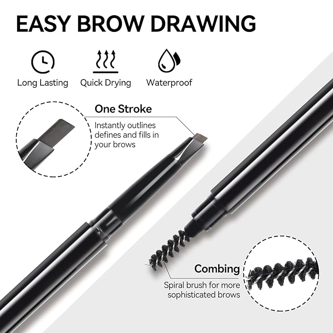 Eyebrow Pomade Pencil Liner Kit for Eyebrows Makeup with Waterproof Eyebrow Pencil, Eyeliner,Dual-ended Eyebrow Brush and Waterproof Smudge-proof Eyebrow Pomade 7g-Black Brown