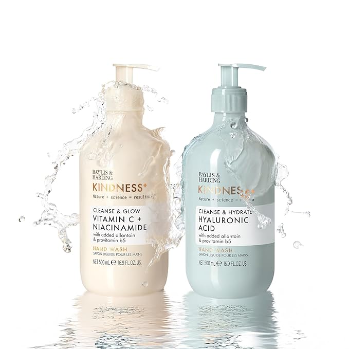 Baylis & Harding Kindness + Hyaluronic Acid, Pear & Orange Blossom Fragrance, 16.9 fl. oz Cleanse & Hydrate Hand Soap (Pack of 3) - Biodegradable Formula - Vegan Friendly