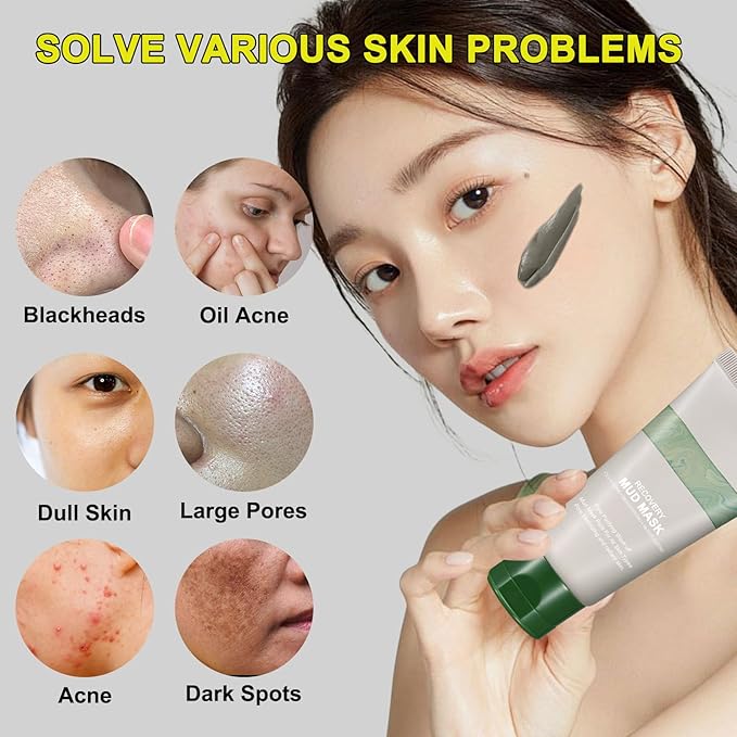 SEWOG Recovery Mud Mask, Relief Mud Mask for Face & Body, Deep Cleansing & Hydrating Clay Mask, Deep Pore Cleanser Oil Control Wash Off Body Mud