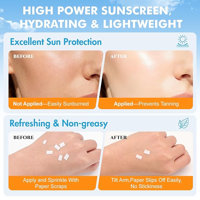 30 Pack Travel Size Sunscreen, SPF 50, Bulk Mini Sunscreen for Face and Body, Lightweight and Non-Greasy, Travel Size for Summer Beach and Outdoor, 0.19 OZ/Pack