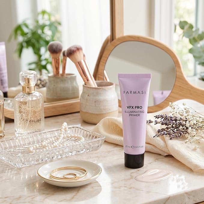 FARMASi VFX Pro Illuminating Makeup Primer, Luminous Smoothing Face Base with Iridescent Pigments, Lightweight Radiant Glow Finish, Vitamin E, Helps Extend Makeup Wear, 0.85 fl oz, Illuminating